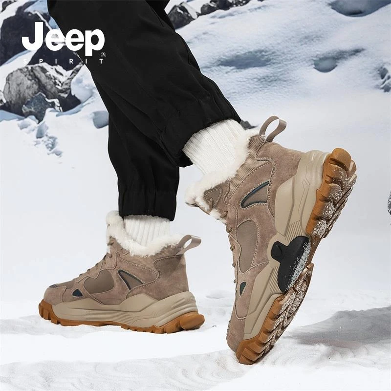 JEEPSPIRIT棉鞋冬季保暖加绒加厚户外运动厚底防滑耐磨高帮防寒鞋
