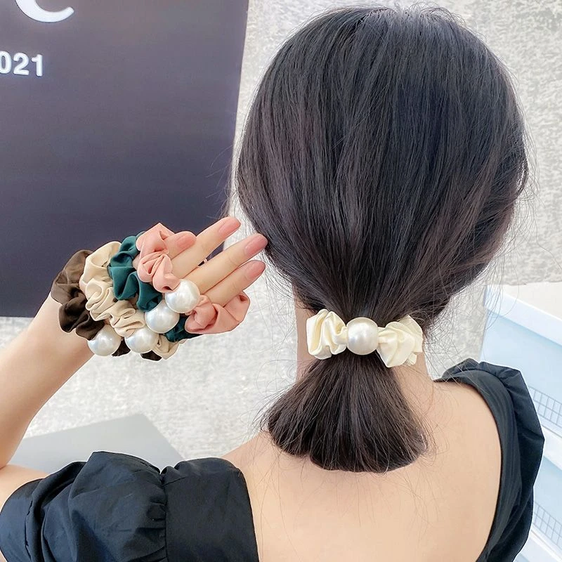 非金属仿珍珠发饰 珍珠大肠发圈丸子头皮筋女扎头发绳气质头绳发