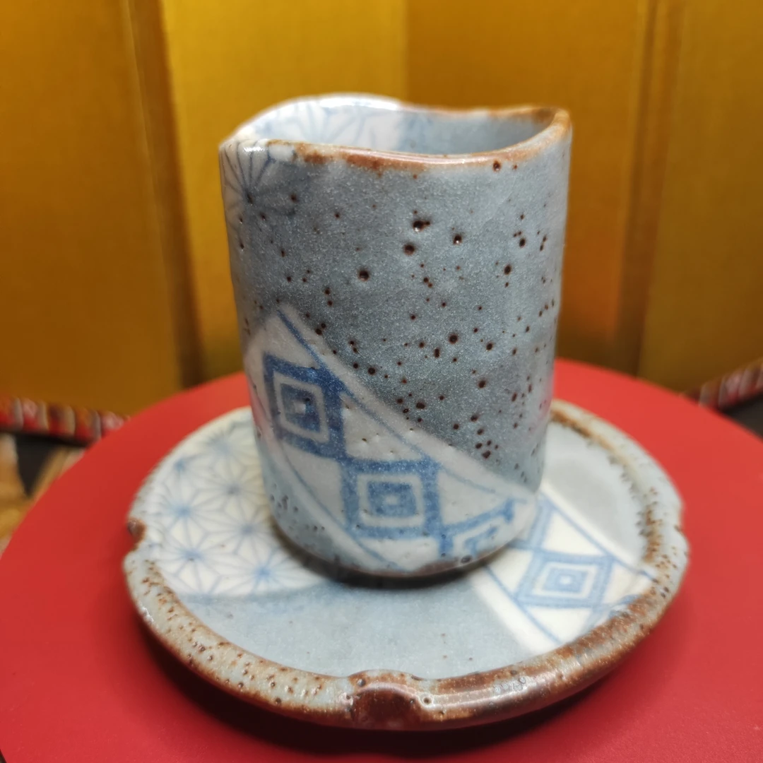 日本志野烧 咖啡套杯 水杯 鼠志野 蓝志野 虫志野