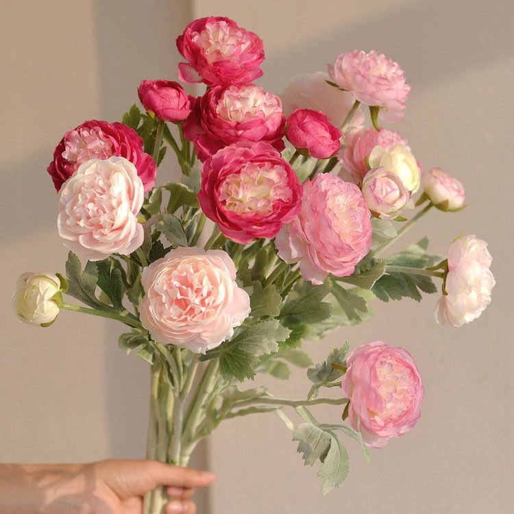 露莲仿真花假花花束客厅餐桌花艺摆件洋牡丹装饰桌面绢花插花摆设