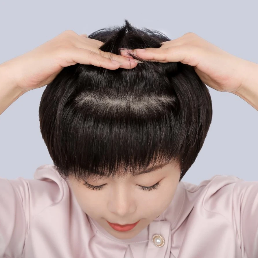 【轻奢品牌手织妈生头皮】轻薄透气时尚减龄气质短发蓬松假发女头套