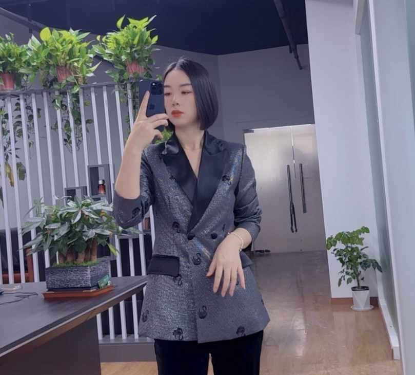 900-秋季新款洋气时尚闪闪亮亮西装外套上衣