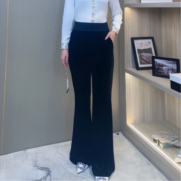 2025秋季新款金丝绒百搭优雅气质显瘦微辣裤-25167