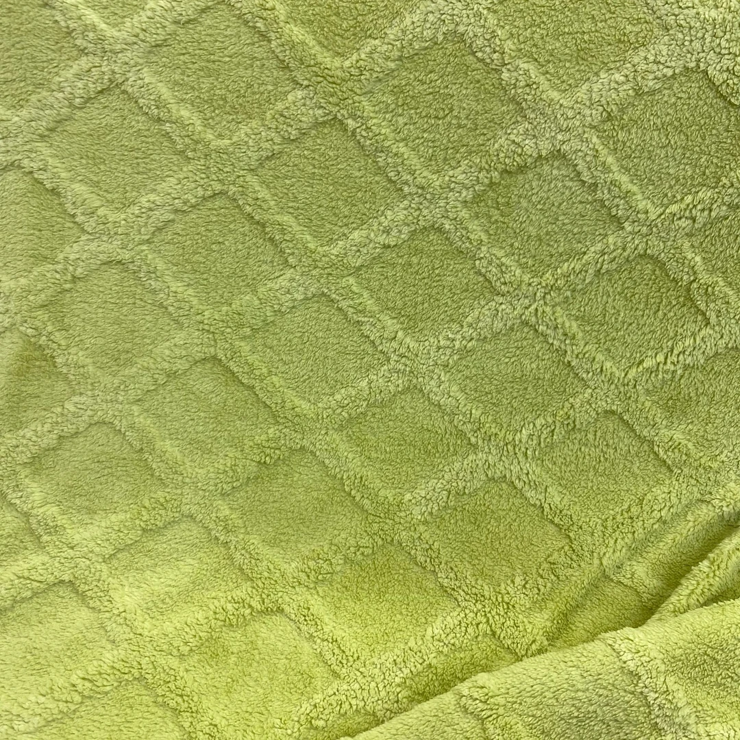 双人尺寸毛毯 塔芙绒绿色菱形格子素色冬天保暖加厚简约绒毛毯#01