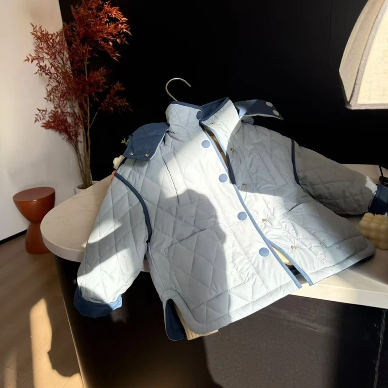 现货leomama【月与海】女童棉服儿童棉衣加厚外套双面穿时尚棉上衣