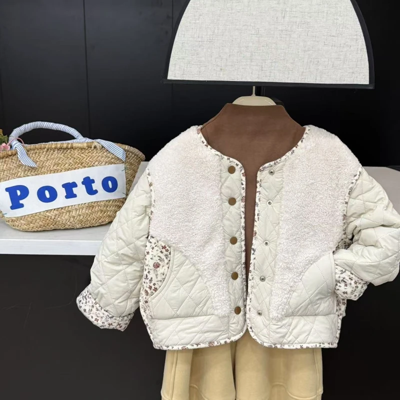 【现货】leomama冬装女童棉服两面穿秋冬休闲上衣儿童夹棉外套棉衣