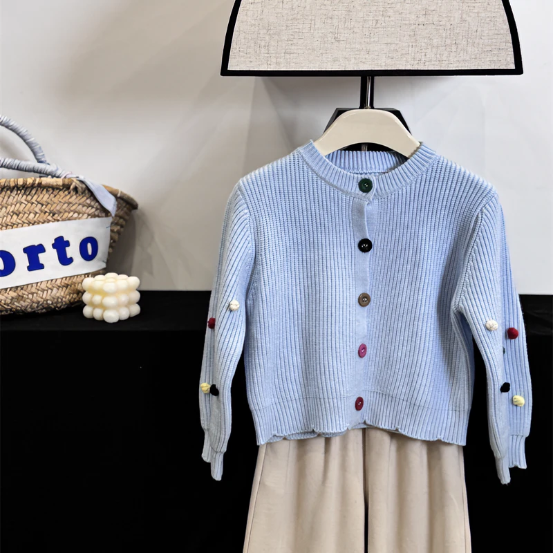 【现货】Leomama女童毛衣外套秋季新款儿童休闲针织开衫上衣百搭