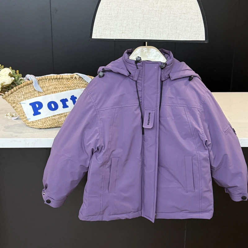 现货leomama【绝绝紫】女童羽绒服连帽洋气冬装90绒保暖儿童外套