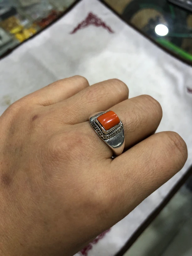 足银戒指 镶嵌momo足银999戒指纯手工活圈