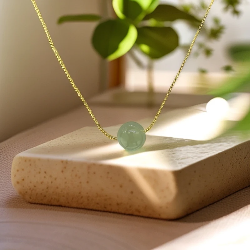 1号天然和田玉   吊坠带万能链子发货  青海料 8mm