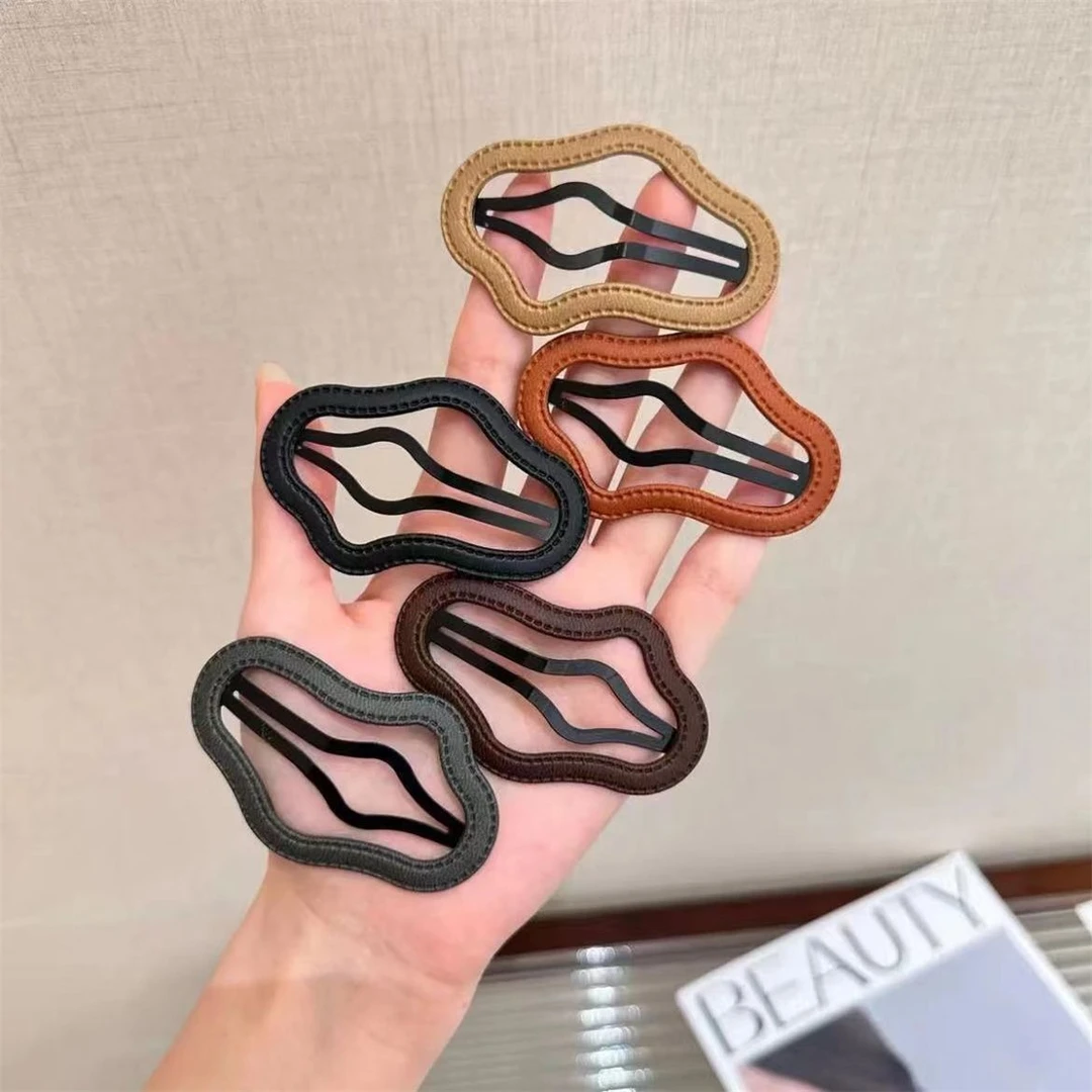 皮质云朵状镂空发夹女后脑勺刘海碎发bb夹云朵发夹秋冬前额侧边夹