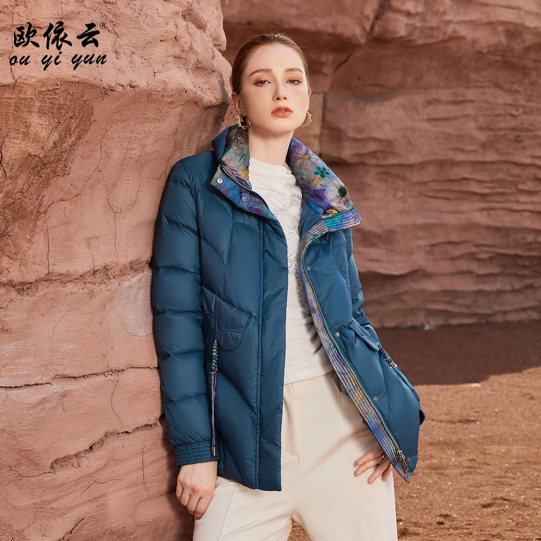 Y38951欧依云中年妈妈冬季短款羽绒服时尚保暖白鸭绒洋气羽绒服