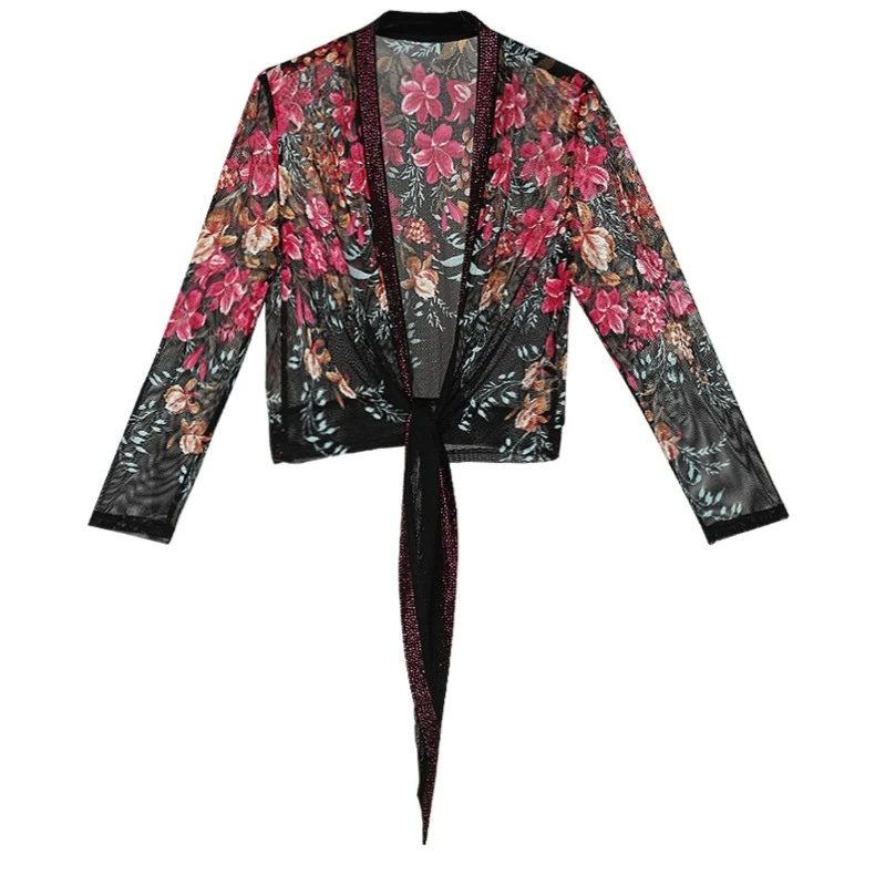 32886欧依云中年洋气妈妈薄披肩夏季2023新款时尚长袖开衫显瘦