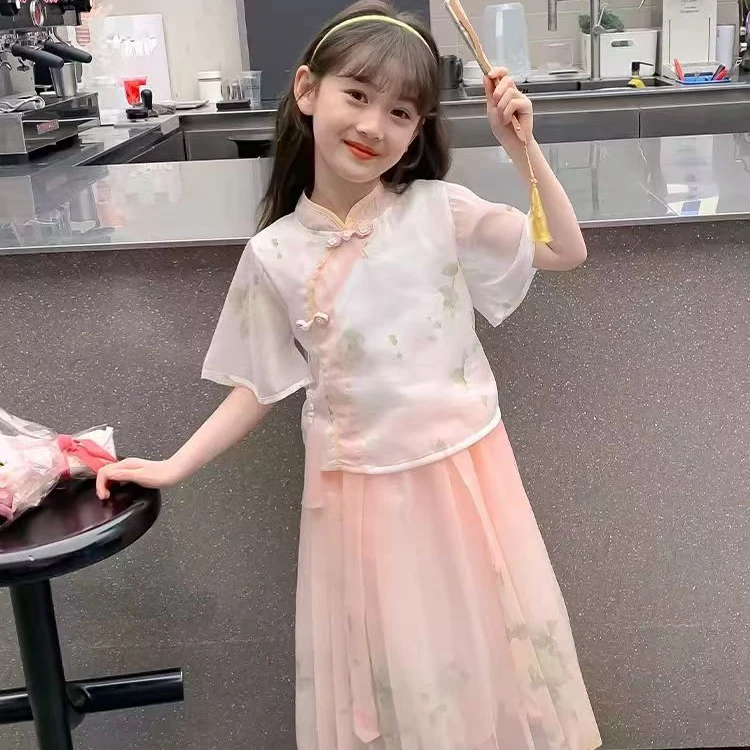 【1760】新中式国风两件套公主裙仙女连衣裙甜美女童春夏款