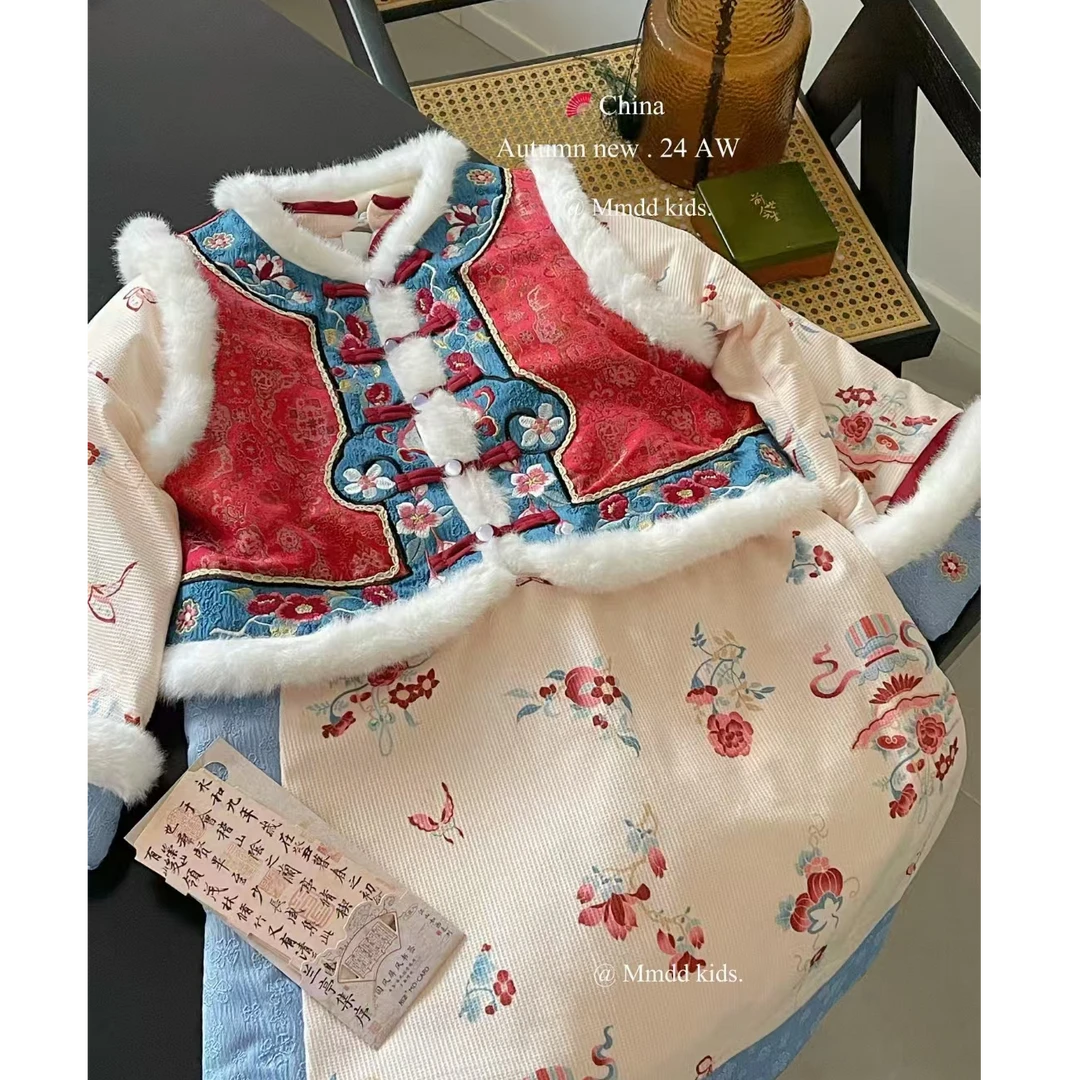 格格服【3530】古风年服新中式马面裙拜年两件套国风套装女童
