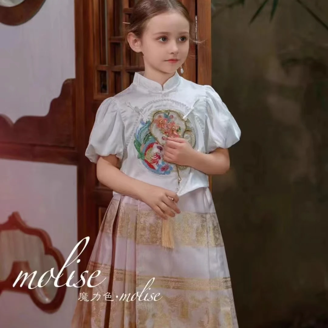 【3155】新中式国风马面裙两件套公主裙仙女连衣裙甜美女童春夏款