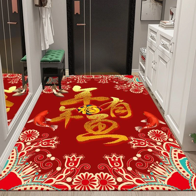 入门户地垫地毯走廊过道门垫门口地垫耐脏喜庆乔迁玄关竖版加厚家