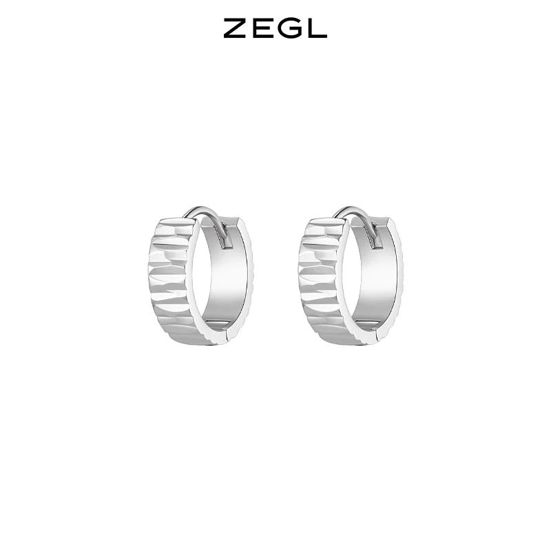ZEGL 合金耳饰 波纹素圈耳环女高级感圈圈简约韩国百搭个性耳饰品