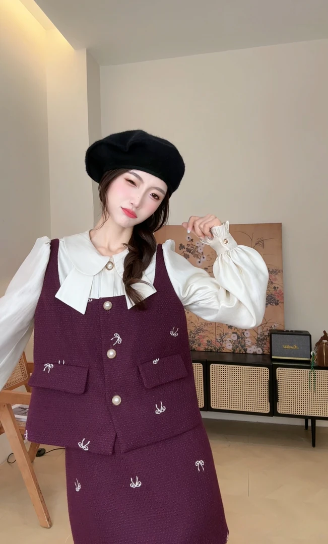 【落日余晖套装】原创设计师女装法式复古日常可穿套装