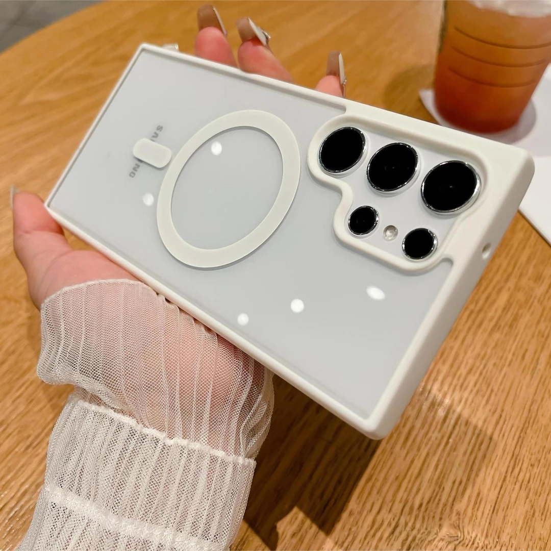 适用三星s22+手机壳s23plus透明s23u磁吸亚克力全包防摔潮款