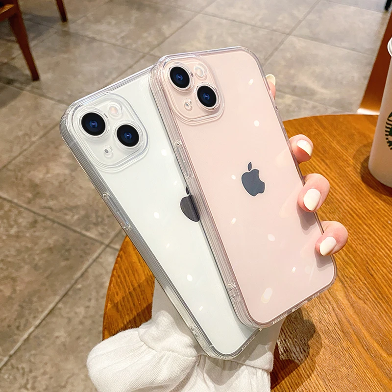 ins高透太空壳iPhone15手机壳苹果13/12/11手机壳全包防摔14pro女