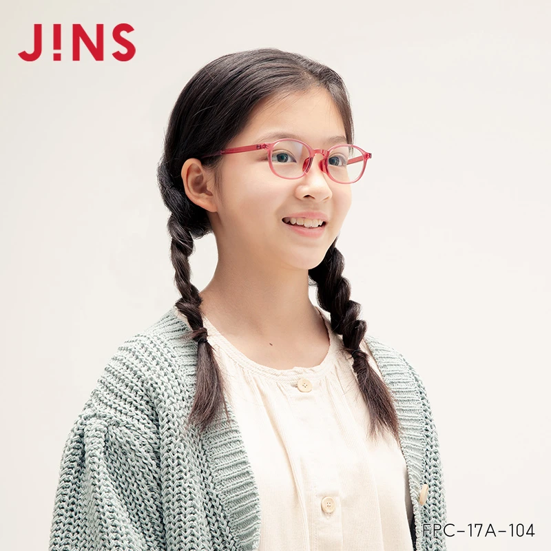 JINS睛姿儿童25%防蓝光红框TR90学生日用网课护目眼镜FPC17A104