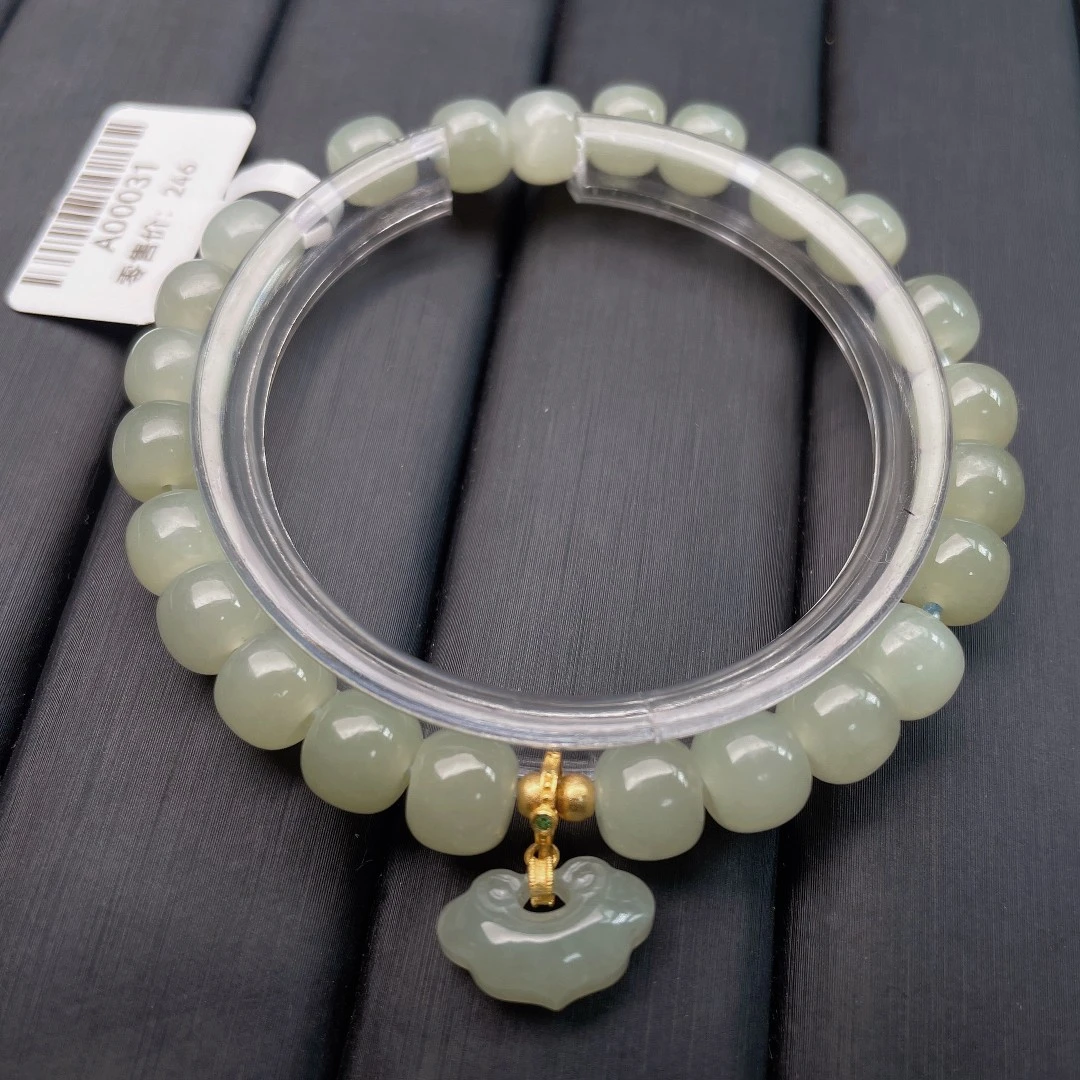 和田玉diy手链+925银配饰