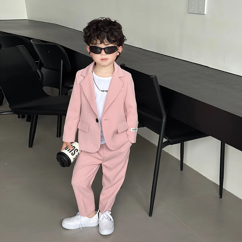 春季儿童西装套装男童主持人服装帅气英伦男孩走秀儿童西服韩版潮