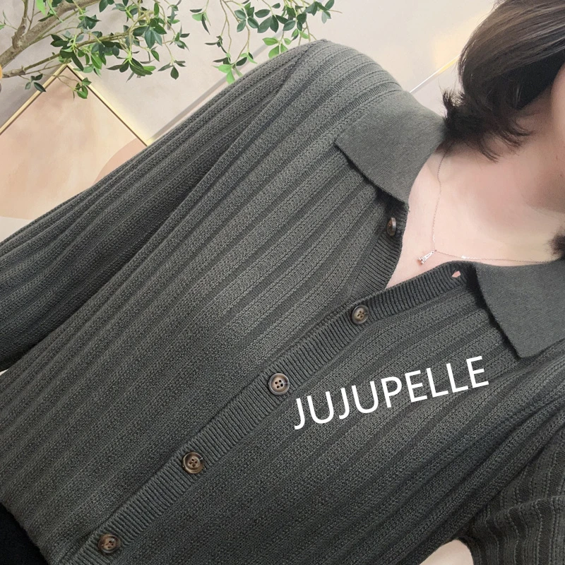 2024秋冬新款洋气小方领针织开衫上衣打底衫女宽松显瘦潮外搭毛衣