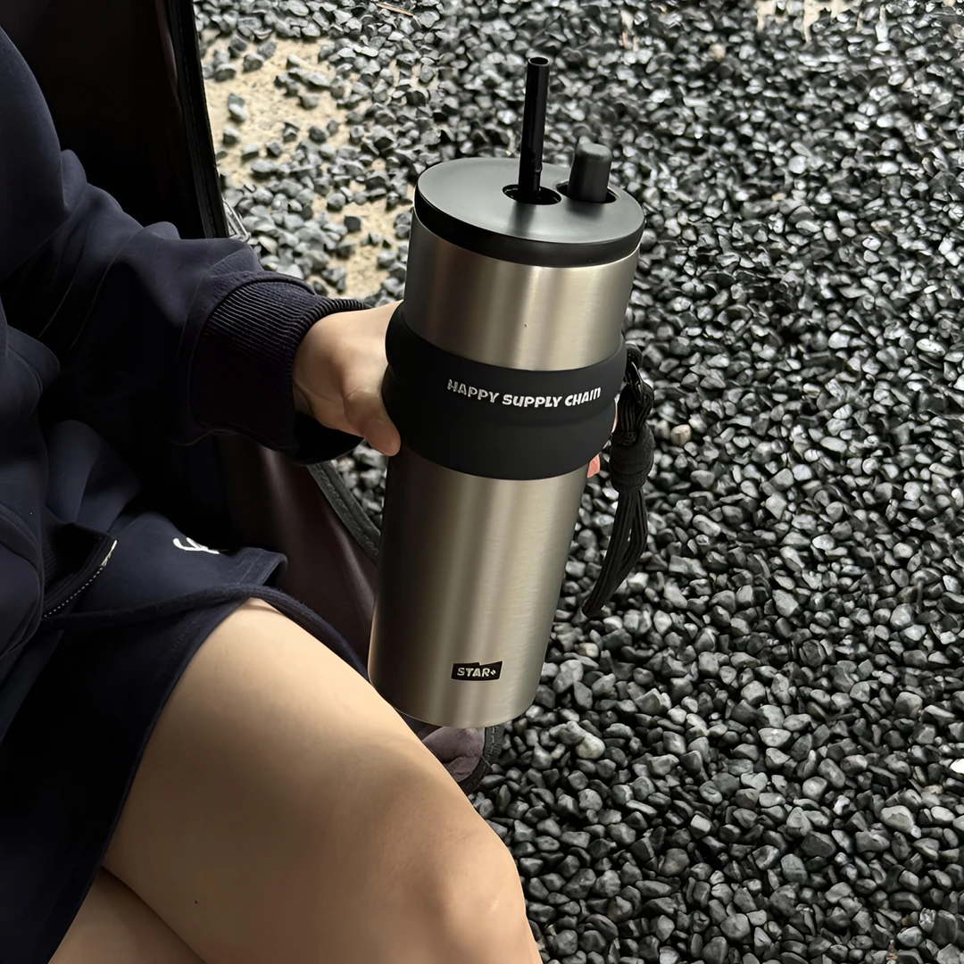 世大家保冰杯高颜值商务男吸管杯送礼便携式水杯户外车载简约杯子