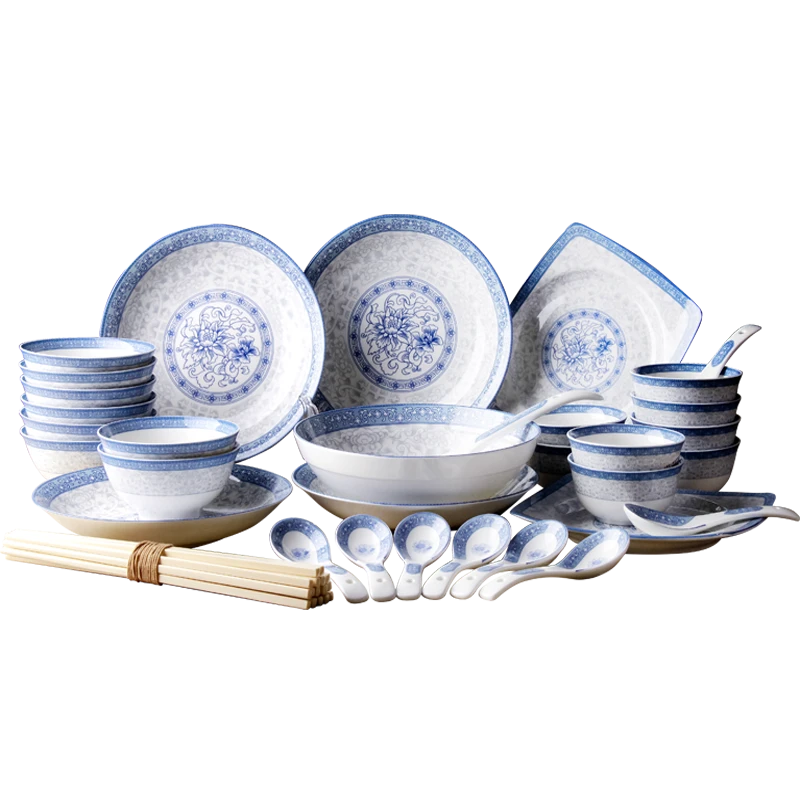 YunTang/韵唐富贵园陶瓷碗家用餐具中式青花彩饭碗汤面盘子碟散装