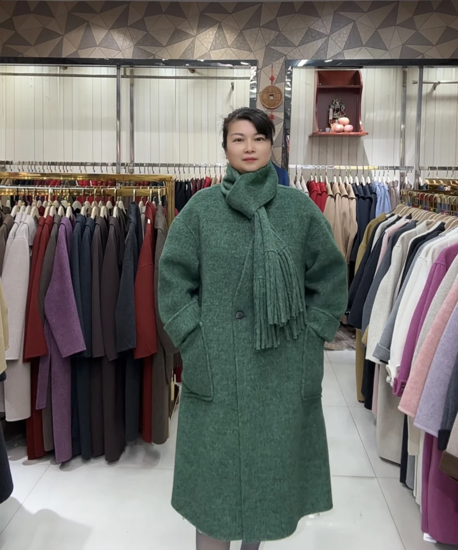 时尚V领 围巾款羊毛 骆驼绒 大气 气质 简约 胖姐妹 180斤可穿