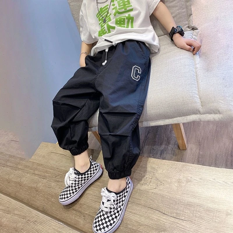 男童裤子宽松夏款防蚊裤2024夏季薄款中大童儿童裤子束脚运动裤