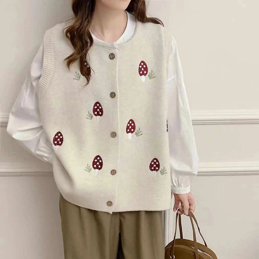 孕妇装针织新款外套秋季韩版时尚针织衫孕妈大码马甲单排多扣背心