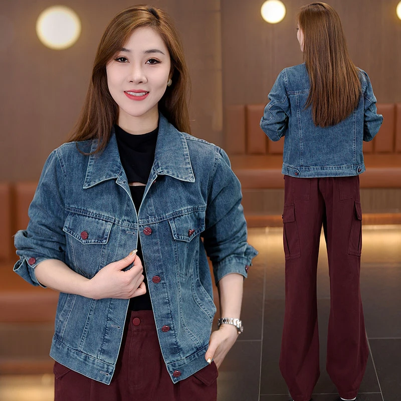 休闲牛仔外套女2024年春秋新款时尚百搭短款水洗牛仔洋气减龄上衣