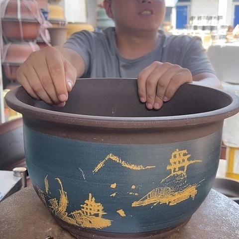 紫砂20CM（含）-50CM（不含）36蓝山水