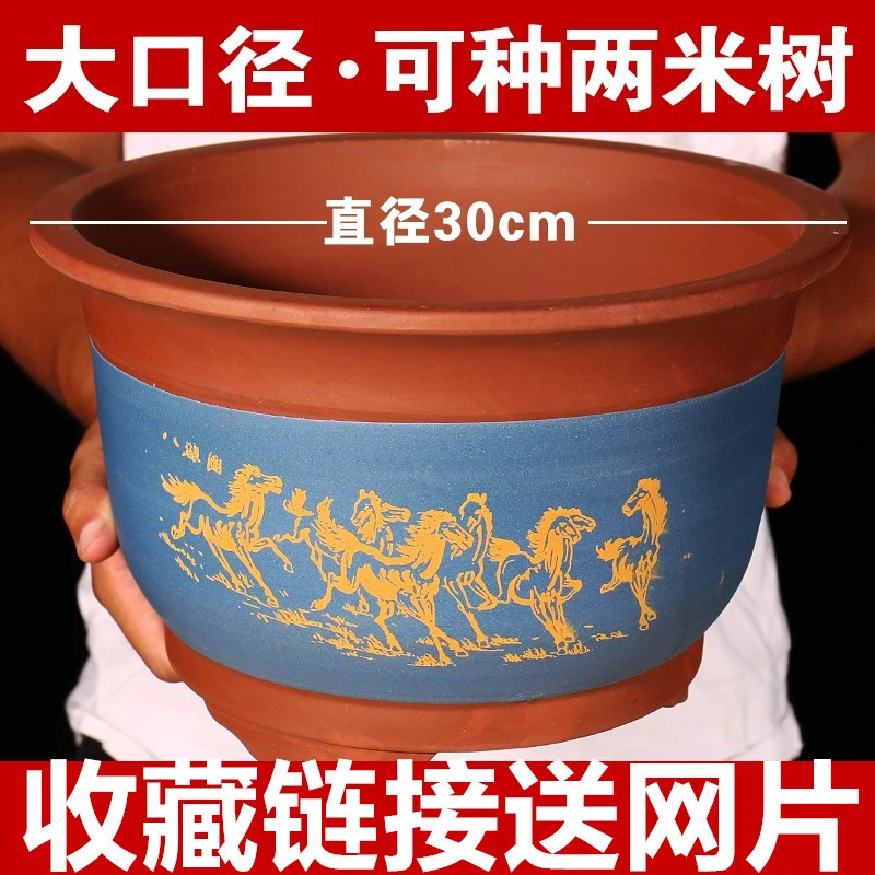 紫砂花盆大口径种树花盆绿萝专用花盆特大号种菜盆陶瓷花盆处理大