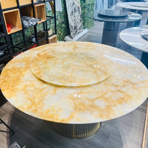 黄冰钻奢石圆桌（大圆1.5米，小圆0.9米）