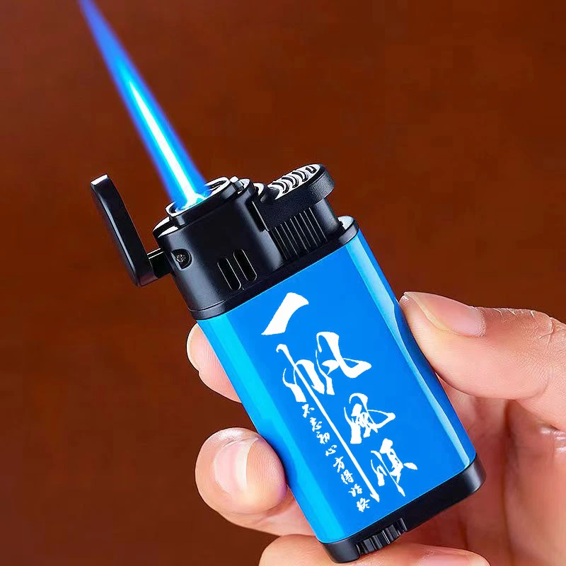 合金机身蓝焰直冲创意防风充气打火机批量个性定制广告logo送男友