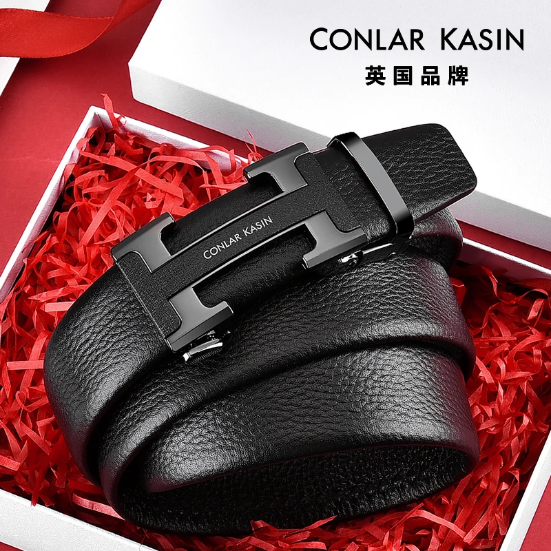 CONLAR KASIN男士皮带真皮自动扣青年轻人腰带商务牛皮中年裤带潮