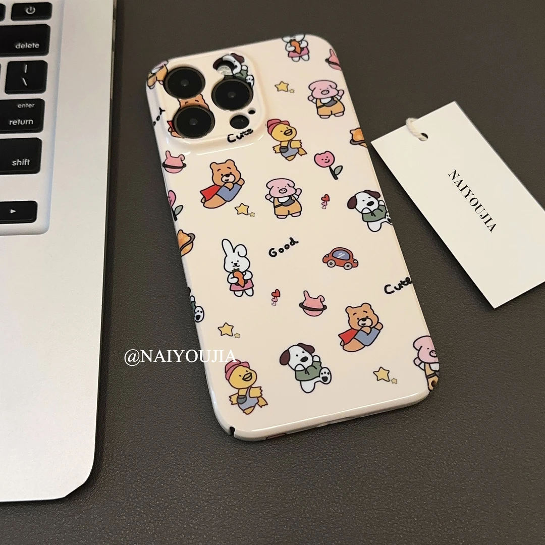 奶黄动物菲林壳全包防摔华为苹果15promax/iPhone1413pro12手机壳