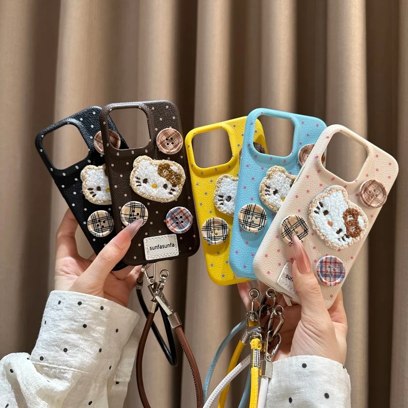 秋冬立体毛绒KT猫适用苹果16promax/iPhone15/14/13/12手机壳11