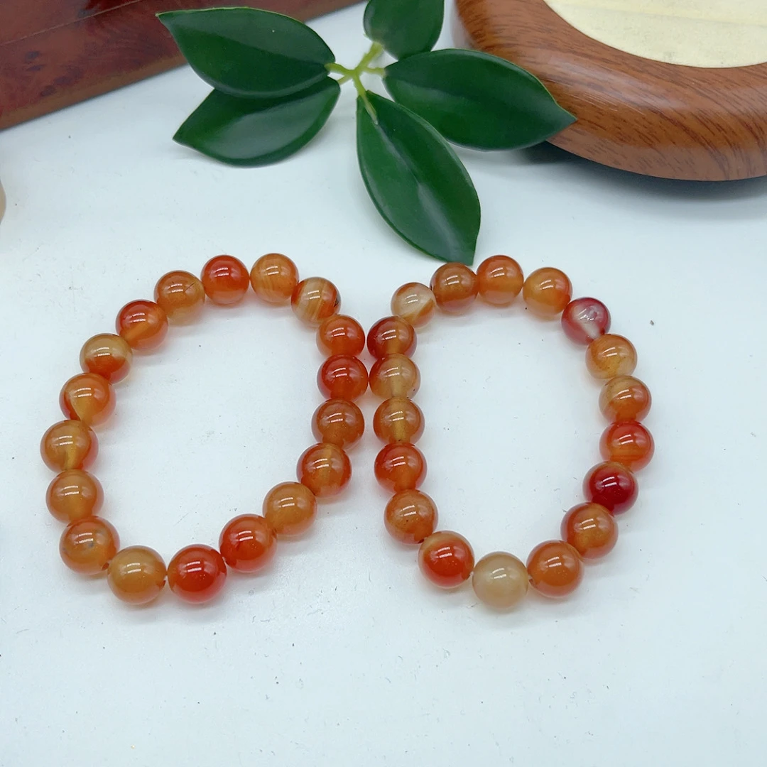 红玛瑙圆珠手串约卡10珠子（拍一发一多样性发货）