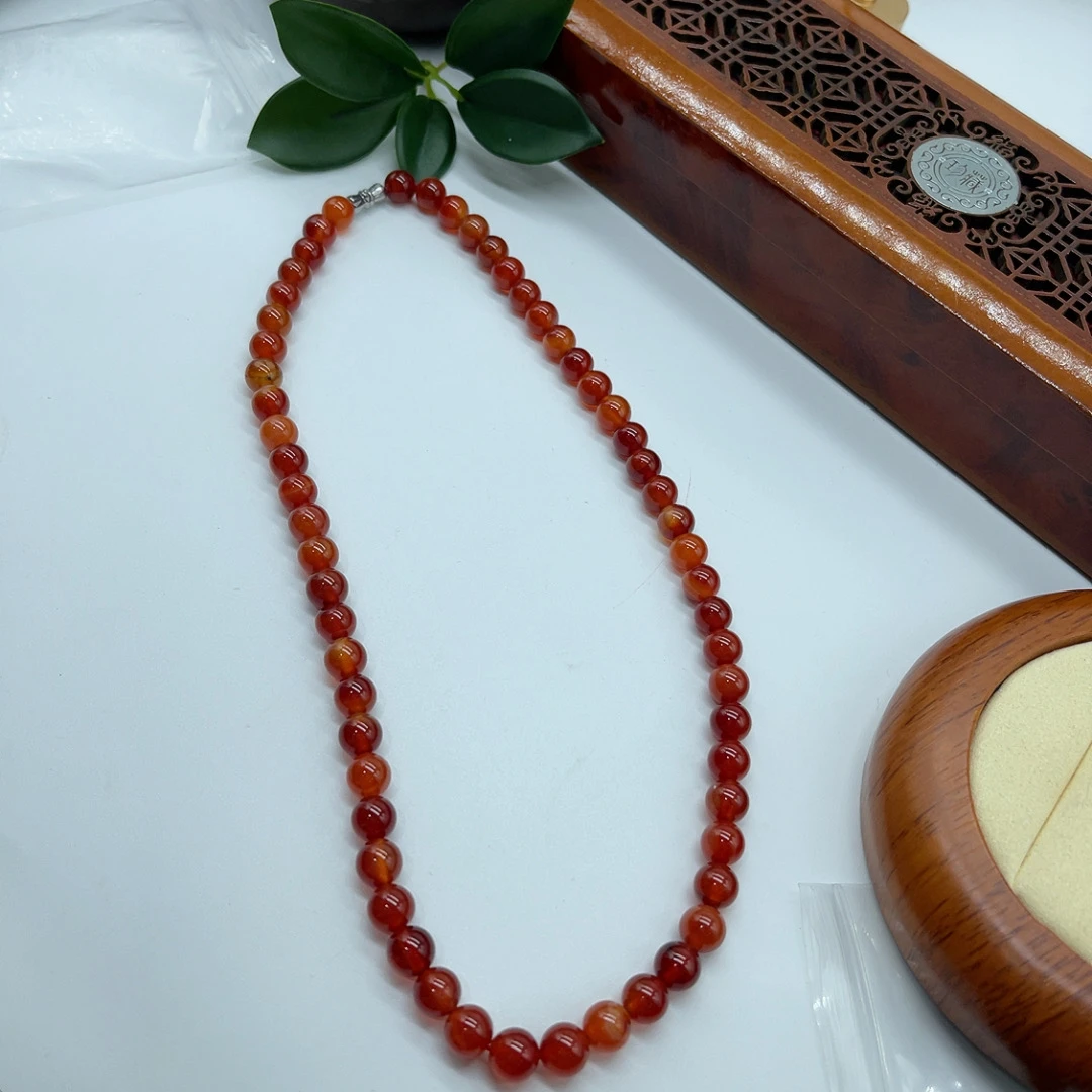 红玛瑙圆珠项链约卡8珠子（拍一发一多样性发货）