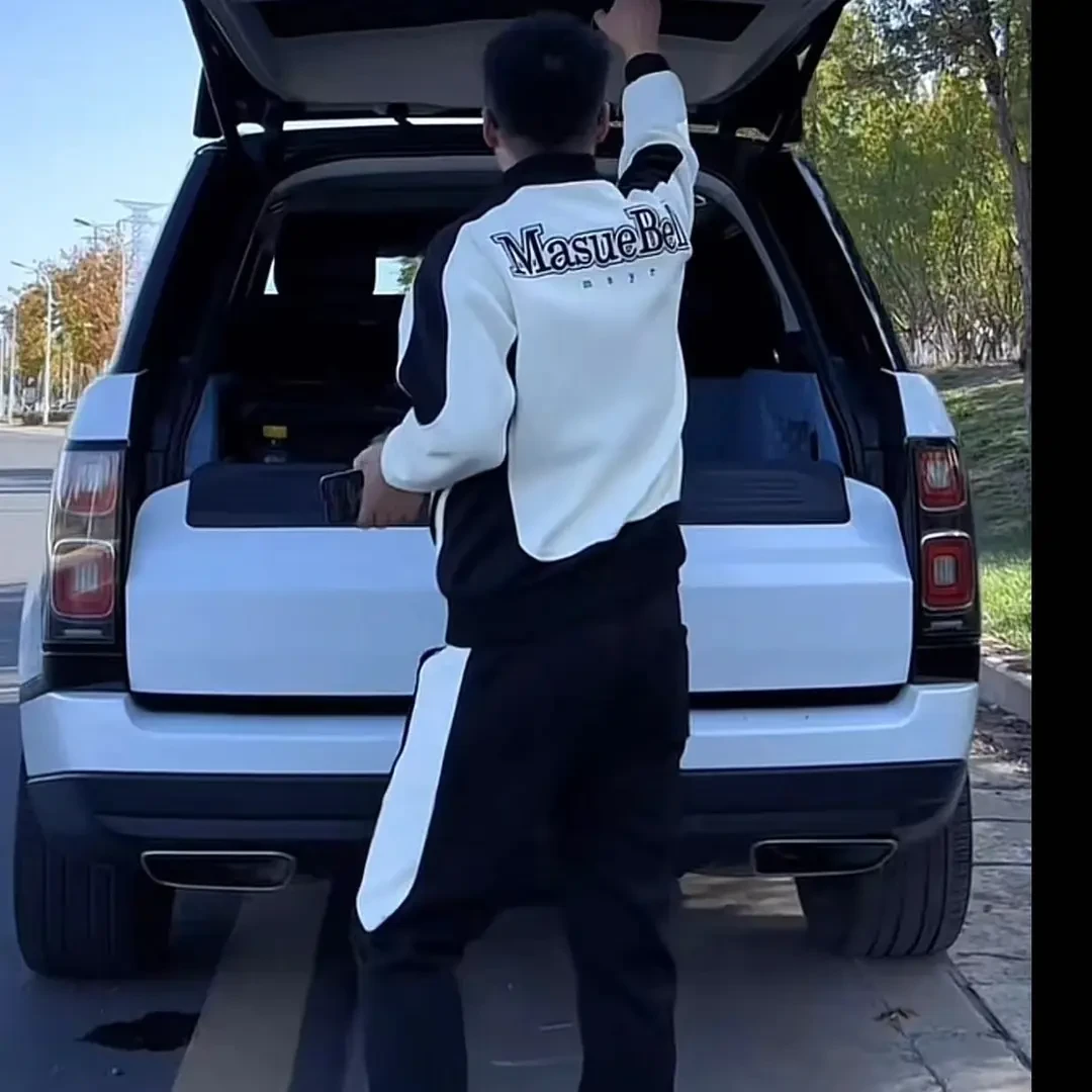 24年春季新款男士休闲套装立领夹克刺绣潮流百搭韩版宽松时尚外套