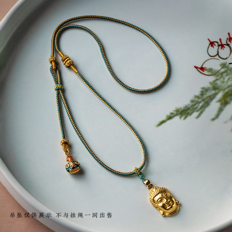 小众手工双吞金兽配饰黄金挂件专用绳子女士八宝手工八宝罗盘编织