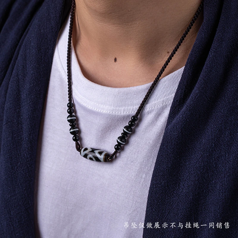 横穿挂绳挂脖手编女款项链绳子西藏饰品玉吊坠横戴锁男士挂脖绳