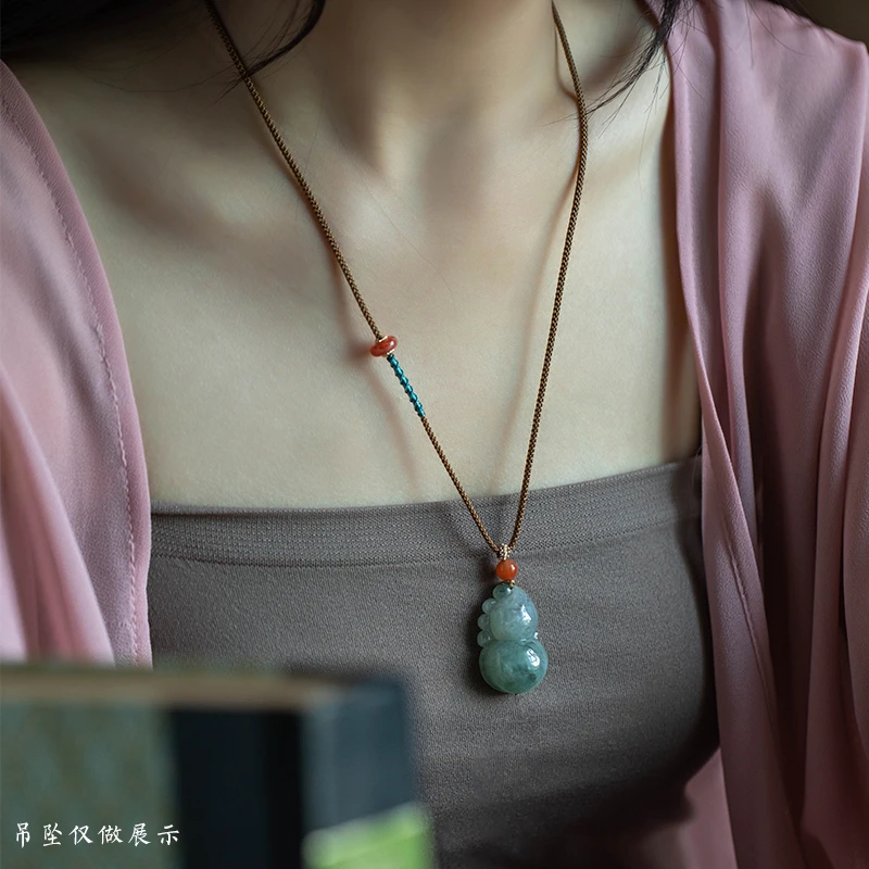高货可调节平安扣女款小玉佛女士玉坠专用八宝项链编玉坠编绳项链
