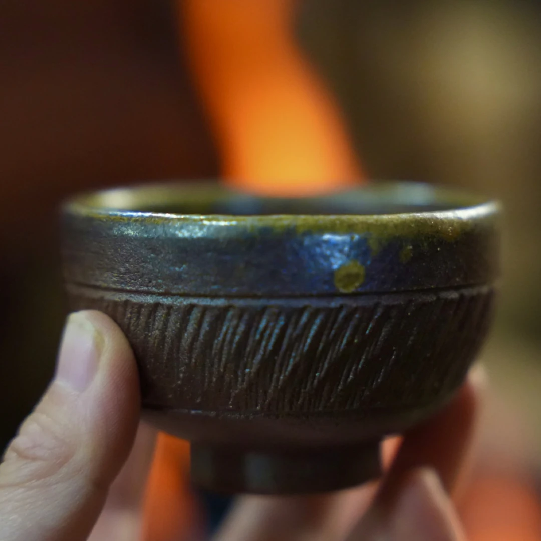 崔家古龙窑五色土柴烧品茗杯