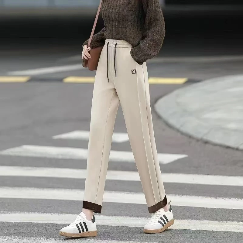 蜗牛家档口新款百搭气质款休闲翻裤脚休闲裤3227